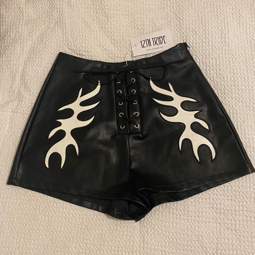 Black Vegan Leather Shorts